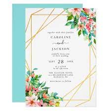 Tropical Geometric Floral Wedding Invitation Zazzle Com Tropical Wedding Invitations Floral Wedding Invitations Floral Wedding