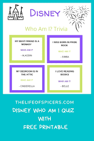 We're about to find out if you know all about greek gods, green eggs and ham, and zach galifianakis. Disney Who Am I Quiz Free Printable The Life Of Spicers