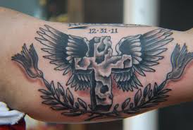 Black and grey american flag tattoo on man right half sleeve Traditional Black And Grey Cross By Frank Mcmanus Tattoonow