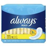 Always Maxi Size 1 Regular Pads Unscented 24 Count