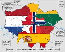 Comparison Of The Economy Of London With The Economies Of Other Countries Vivid Maps In 2020 London Boroughs London London Metropolitan