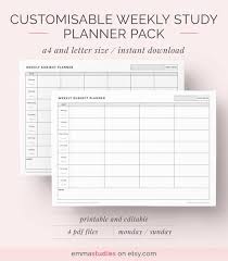 Weekly Student Subject Planner Study Timetable Organiser Agenda College School University Pla Study Timetable Template Timetable Template Study Planner