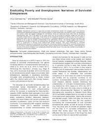 The food and agriculture organization (fao) topic: Pdf Eradicating Poverty And Unemployment Narratives Of Survivalist Entrepreneurs