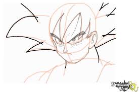 Draw outlines for the eyes, eye brows, nose & lips. How To Draw Goku Dragonball Z Drawingnow