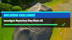 The spray berserker barrage comes as a reward. Investigate Mysterious Claw Marks 3 All Locations Fortnite Wolverine Challenges Week 1 Youtube