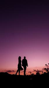 Silhouette Pink Dark Sky Minimal Sunset Couple Walk 2160x3840 Wallpaper Silhouette Photography Couple Wallpaper Nature Backgrounds