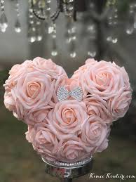 Mickey Centerpiece Or Bridesmaid Flower Girl Bouquet With Rhinestone Bow Brooch These Decoracion Fiesta De Minnie Fiesta De Minnie Mouse Decoracion De Fiesta