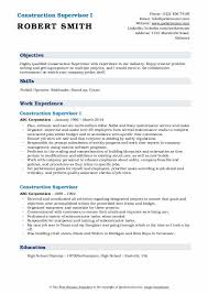 construction supervisor resume samples