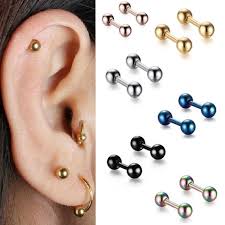 Try thinking that you are standing beside yourself looking at the piercing and twist the ball towards the left. Stainless Steel Round Ball Ear Stud Earrings Tragus Helix Cartilage Piercing Jewelry Shopee Malaysia