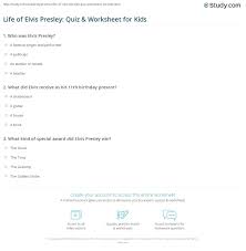 Does elvis presley have grandchildren? Life Of Elvis Presley Quiz Worksheet For Kids Study Com