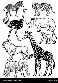The advantage of transparent image is that it can be used efficiently. Black And White Animals Clip Art Jungle Animals Safari Etsy