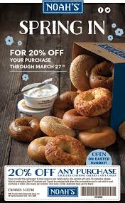20 Off At Noahs Bagels Noahs Bagels Shopping Coupons Food
