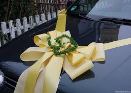 Festliche deko für die goldene hochzeit: Schleife Goldene Hochzeit Goldene Hochzeit Deko Goldene Hochzeit Autodeko Hochzeit