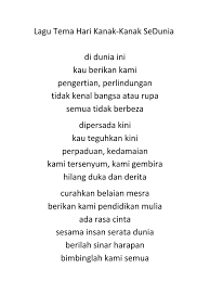 Rozilah jusoh 2 years ago. Lagu Tema Hari Kanak Kanak Sedunia