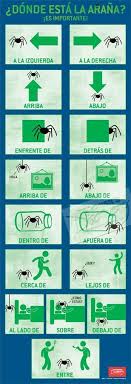 It S Very Important To Know Where The Spider Is Show Students The Meaning Of Direction Words In A Memorable Wa Spanish Basics Spanish Phrases Spanish Alphabet