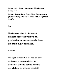 Coro mexicanos, al grito de guerra el acero, aprestad y el bridón, y retiemble en sus centros la tierra. Letra Del Himno Nacional Mexicano Completo