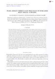 Pdf Pearl Millet Production Practices In Semi Arid West Africa A Review