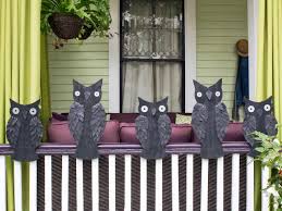 Decorations can easily become clutter in such a limited space. Outdoor Halloween Decoration Banister Owls Hgtv