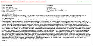 Retail Loss Prevention Specialist Cover Letter