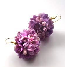 Gold Plated Lilac Earrings Flower Jewelry Dangle Earrings Wedding Earrings Bridesmaid Earrings Silver Plat Lilac Earrings Unique Earrings Flower Jewellery