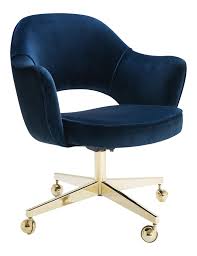 Youth office chair desk computer chairs ergonomic conference executive manager work chair. Saarinen Executive Arm Chair In Navy Velvet Swivel Base 24k Gold Edition Chairish