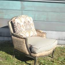 Chair French Bergere Arm Chair With Coffee Jute Sacks Ticking Etsy French Chairs Chair Armchair