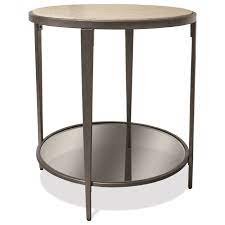 This modern end table is perfect for adding style to your home. Riverside Furniture Wilshire Contemporary Round End Table With Shelf Lindy S Furniture Company End Tables