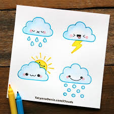 Disegni Facili Ma Belli Disegno Di Una Nuvola Quattro Nuvole Con Sole E Neve Nuvola Kawaii Disegni Facili Disegni Kawaii Disegni