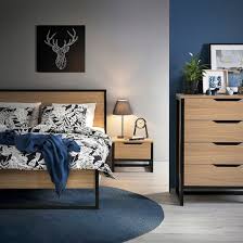 Oksfjord Kommode Mit 4 Schubladen Eichenfurnier Weiss Lasiert Schwarz 87x105 Cm Ikea Deutschland Haus Deko Bettgestell Schubladen