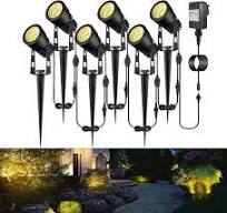 B-right GARDEN SPIKE LIGHTS, Black, Black Upgrade Outdoor Lights Led, 6  Pack Spotlights