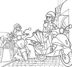 Quadriciclo, moto com quatro rodas. Desenho De Barbie E Amiga Na Moto Para Colorir Tudodesenhos