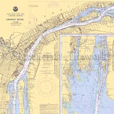 Michigan Detroit River Detroit Grosse Isle Nautical Chart Decor