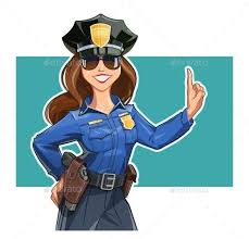 Girl Police Officer In Uniform Female Cop Woman Drawing Police Women