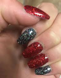 Red Black And Glitter Nails Coffin Glitter Nails Red Nails Nails Glitter Nails
