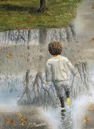 Puddle Jumping 12 X16 Original Oil Painting On Canvas Child Puddles Boy Splash Playing Ru Girls Cartoon Art Original Oil Painting Amazing Paintings