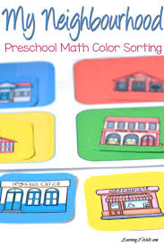 Cute Color Sorting Activity My Neighborhood Preschool Math Community Helpers Preschool Color Sorting Activities