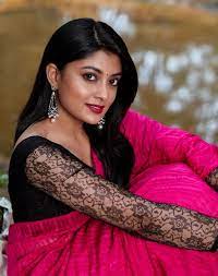 Ammu Abhirami Looks Fabulous And Lovely In Traditional Half Saree