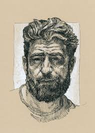 Man with beard. Cross hatch drawing Drawing by Katarzyna Gagol