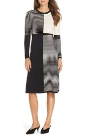 Black And White Striped Sweater Dress Free Shipping And Returns On Eliza J Placed Stripe Midi Sweater Dress Regular Petite A Striped Sweater Dress Sweater Dress Work Dresses For Women