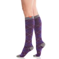 Women S Cotton Knee High Compression Socks Purple Argyle Knee High Compression Socks Cotton Compression Socks Womens Compression Socks