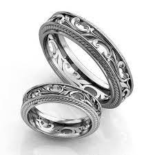 Vintage Style Silver Wedding Bands Silver Wedding Ring Set Filigree Wedding Ri 2019 Vintag Filigree Wedding Ring Wedding Ring Bands Silver Wedding Rings Sets