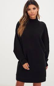 Black Oversized Jumper Dress Knitted Jumper Dress Black Jumper Dress Jumper Dress