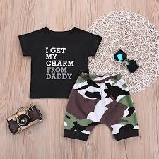 Baby Boy Clothes Outfit Short Sleeve Tops T Shirt Camo Shorts Pants Charm From Daddy