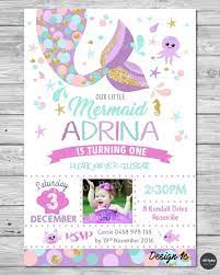 Little Mermaid Invitations Invite 1st First Birthday Party Supplies Mermaid Birthday Party Invitations Little Mermaid Invitations First Birthday Party Supplies