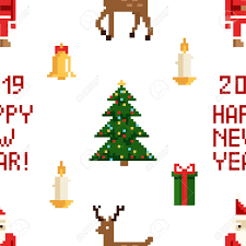 A christmas village scene with a rotating train or some ice skaters. Christmas Pixel Seamless Pattern Arcade Games New Year And Xmas Decoration Elements Trees Snowman Candles Santa Gifts And Wteath 80s 90s Style Royalty Free Cliparts Vectors And Stock Illustration Image 127632566