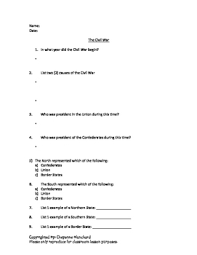 Explore our timeline of the american civil war and learn about the important. Civil War Quiz By Cheyenne Blanchard Teachers Pay Teachers