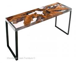 Resin Tables Acrylic Sofa Table Industrial Console Table Resin Furniture Natural Wood Furniture Wood Furniture