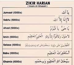Dzikir ba'da solah, dzikir harian 2 (asma ul' husna). Zikir Harian Imam Ghazali Kraambo