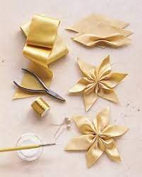 Ribbon Poinsettia Wreath Fabric Flowers Diy Fabric Flowers Flower Crafts