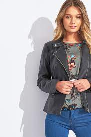 Womens Only Faux Leather Biker Jacket Black Faux Leather Biker Jacket Jackets Biker Jacket